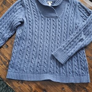 L.L. Bean Blue Ribbed Cardigan